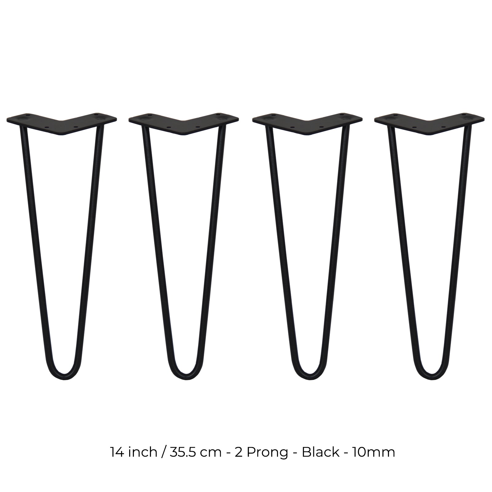 4 x 14" hårnålsben - 2 stift - 10 mm - svarta