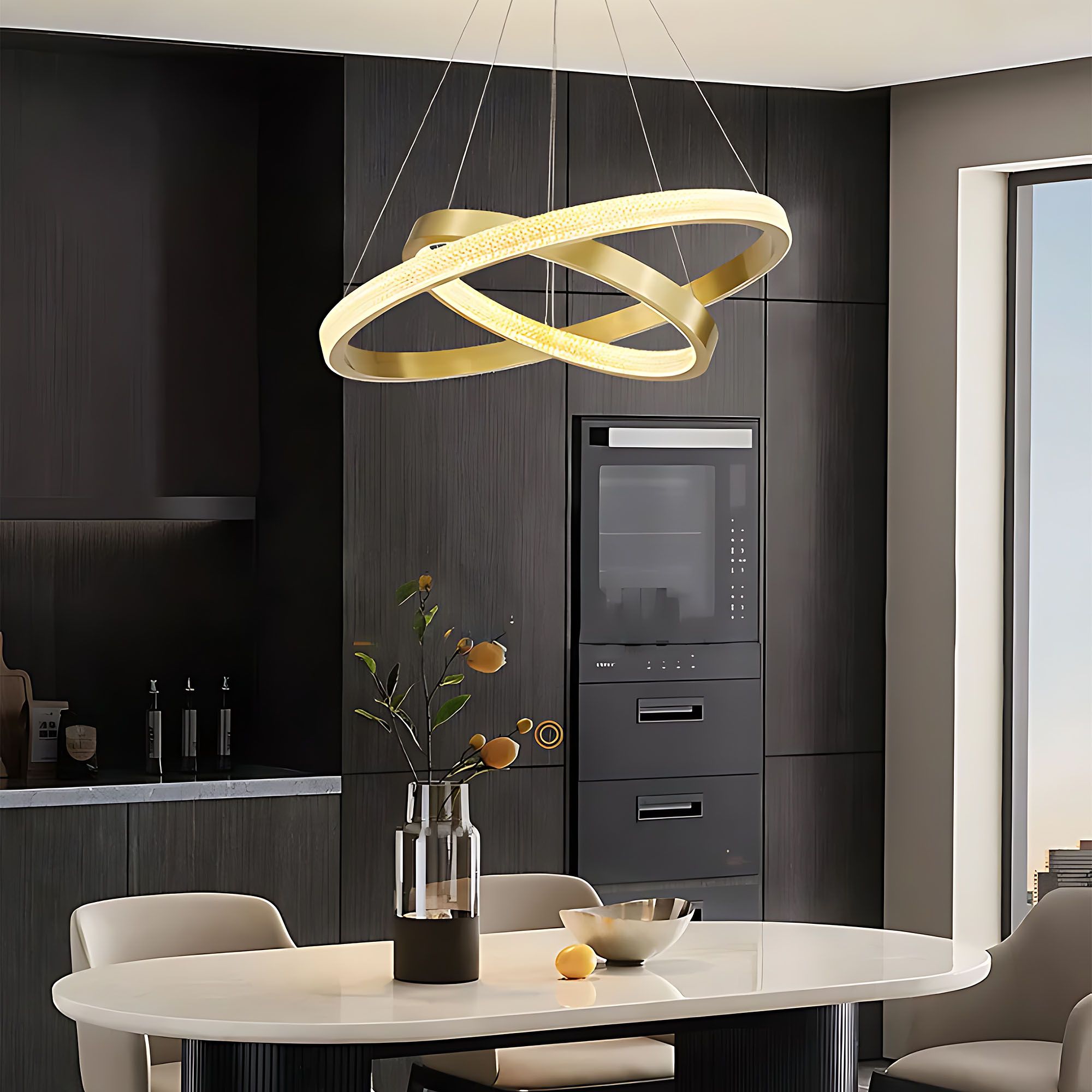 TOOLIGHT pendellampa APP1772-CP, Borstat guld, 60x60x95cm