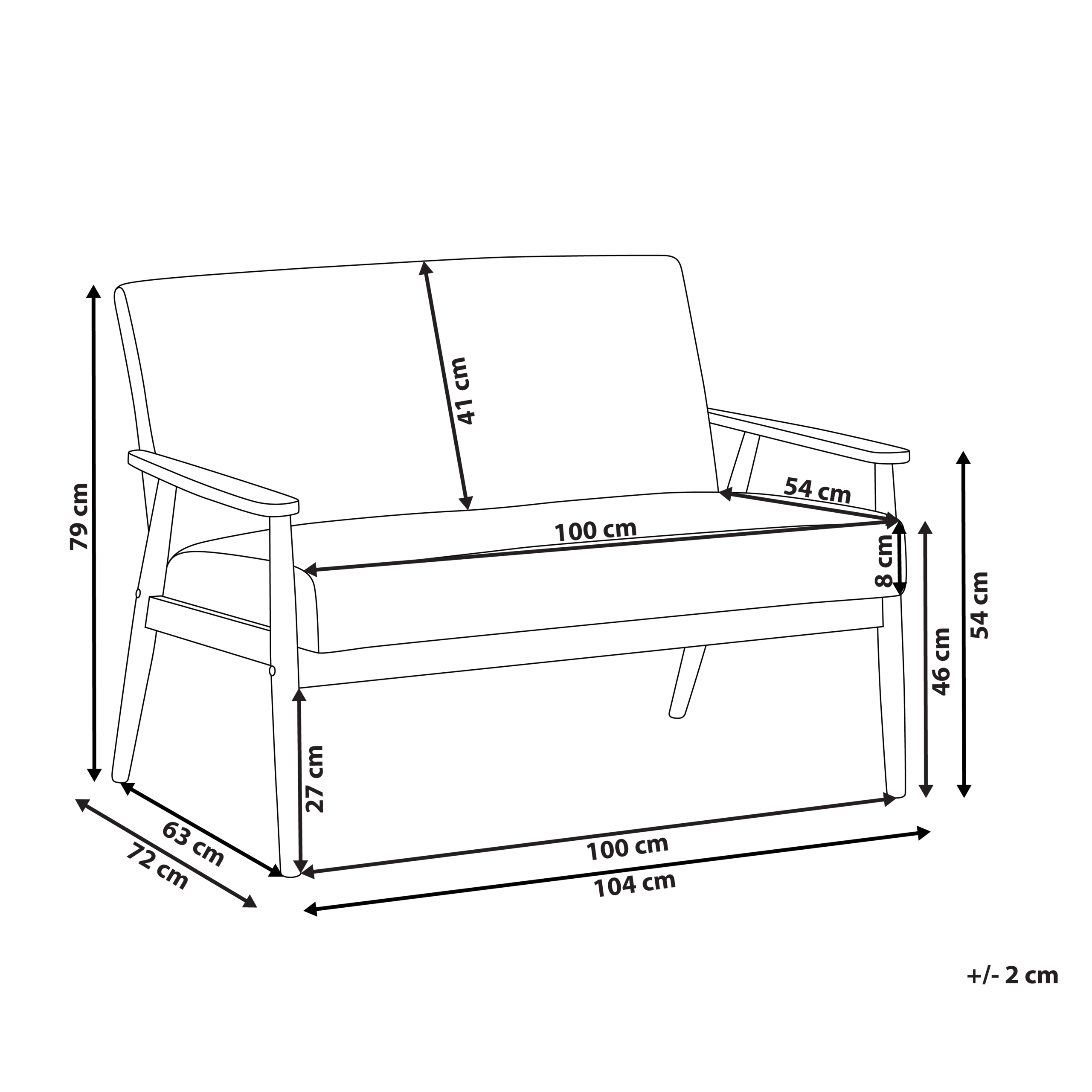 Soffa 2-sits ESRUM Ljusbrun/ Grön
