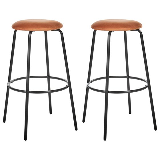Set med 2 barstolar MORTON Sammet Orange