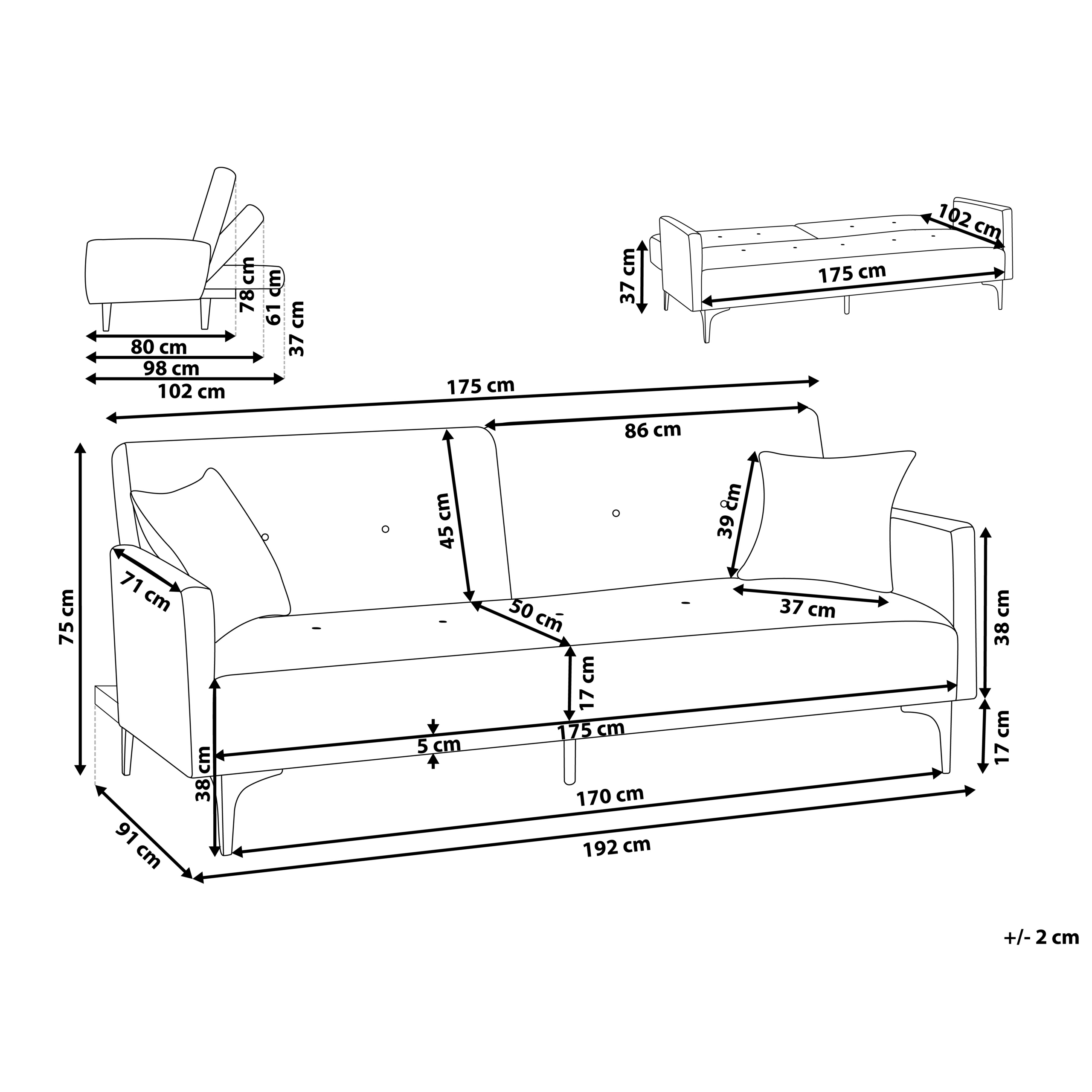 Bäddsoffa 3-sits LUCAN Grön