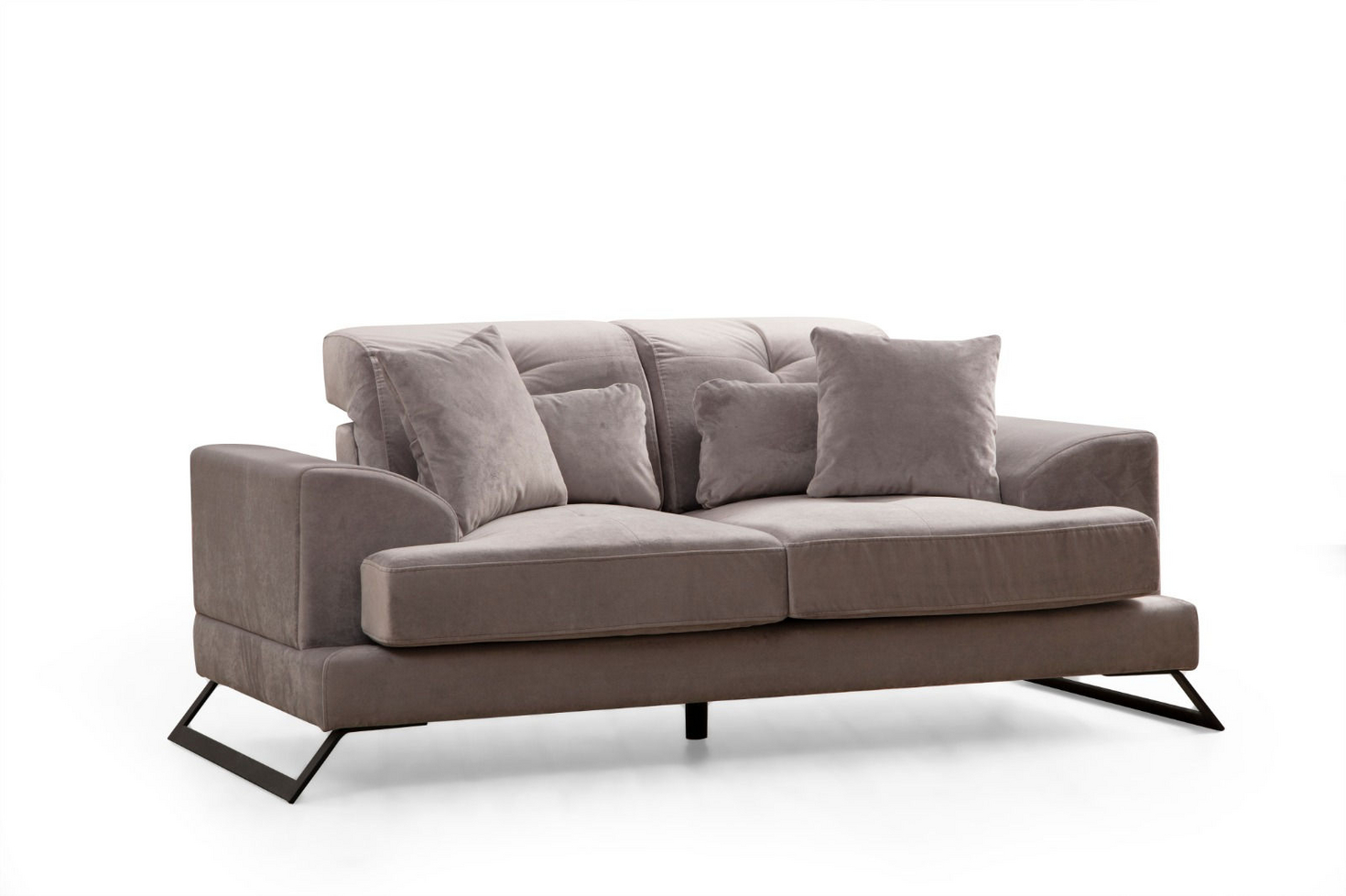Norda Design Stilfull tvåsitssoffa, ram i bokträ, justerbart ryggstöd, 100 % polyester, modern design