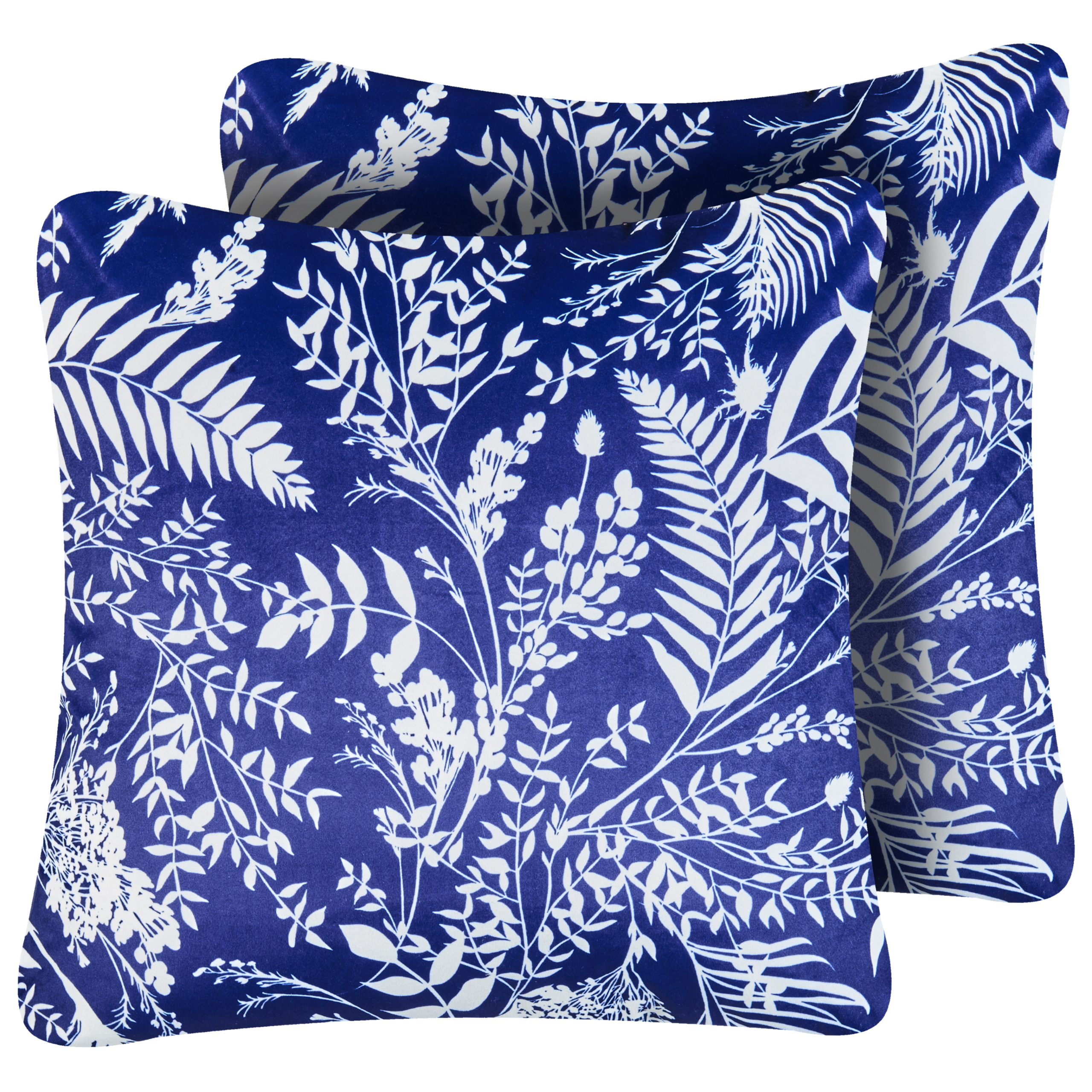 Set med 2 utomhusdynor GLIMMER Växtmotiv 45 x 45 cm Blå