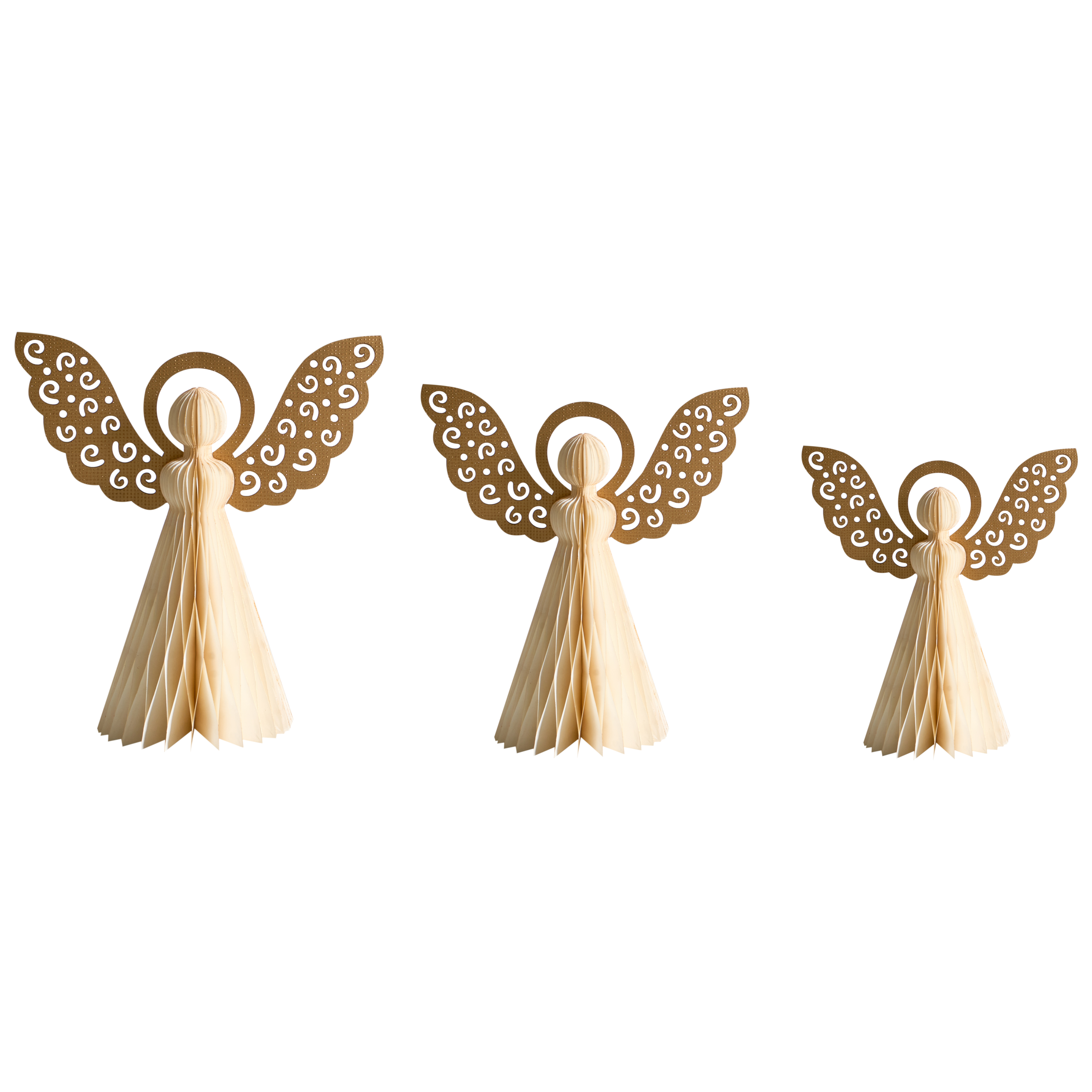 Set med 3 figuriner EIRA 24/28/33 cm Ängel Beige