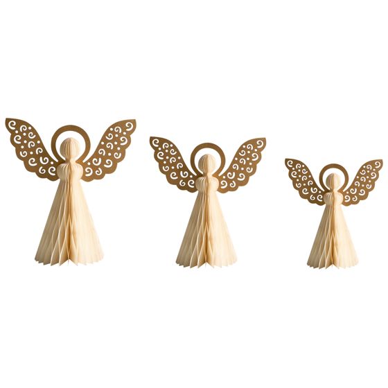 Set med 3 figuriner EIRA 24/28/33 cm Ängel Beige
