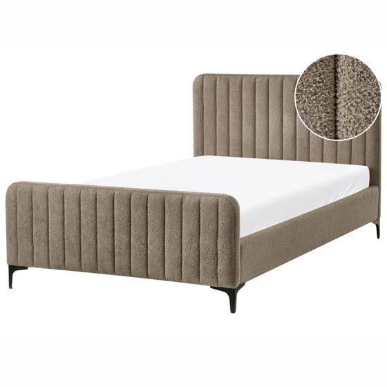 Säng med lamellram Bouclé LUNAN 120 x 200 cm Taupe