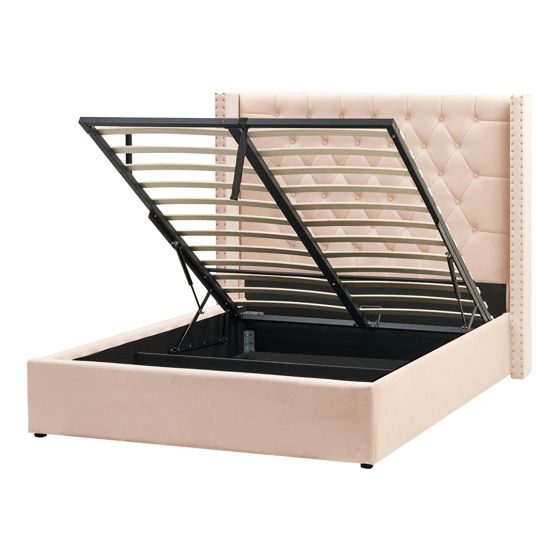 Säng med förvaring LUBBON Sammet Beige 140 x 200 cm