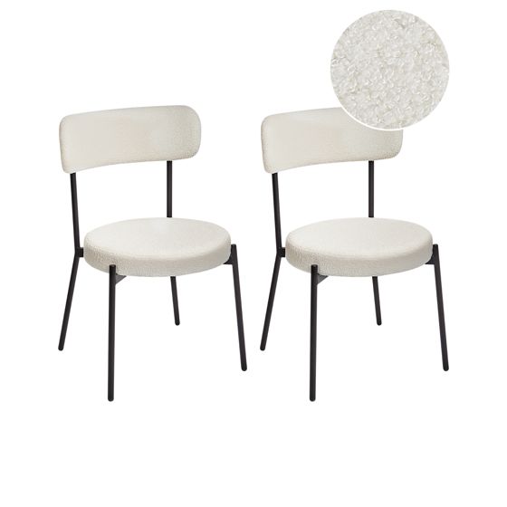 Set med 2 matstolar ALLISON Bouclé Vit