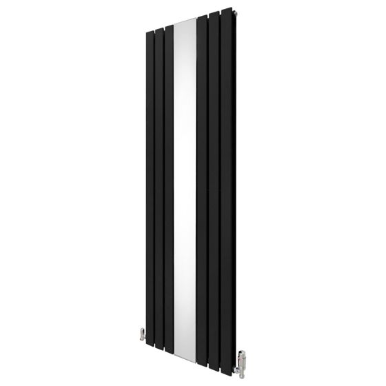 Platt spegelradiator med ventiler - 1800 mm x 565 mm - svart
