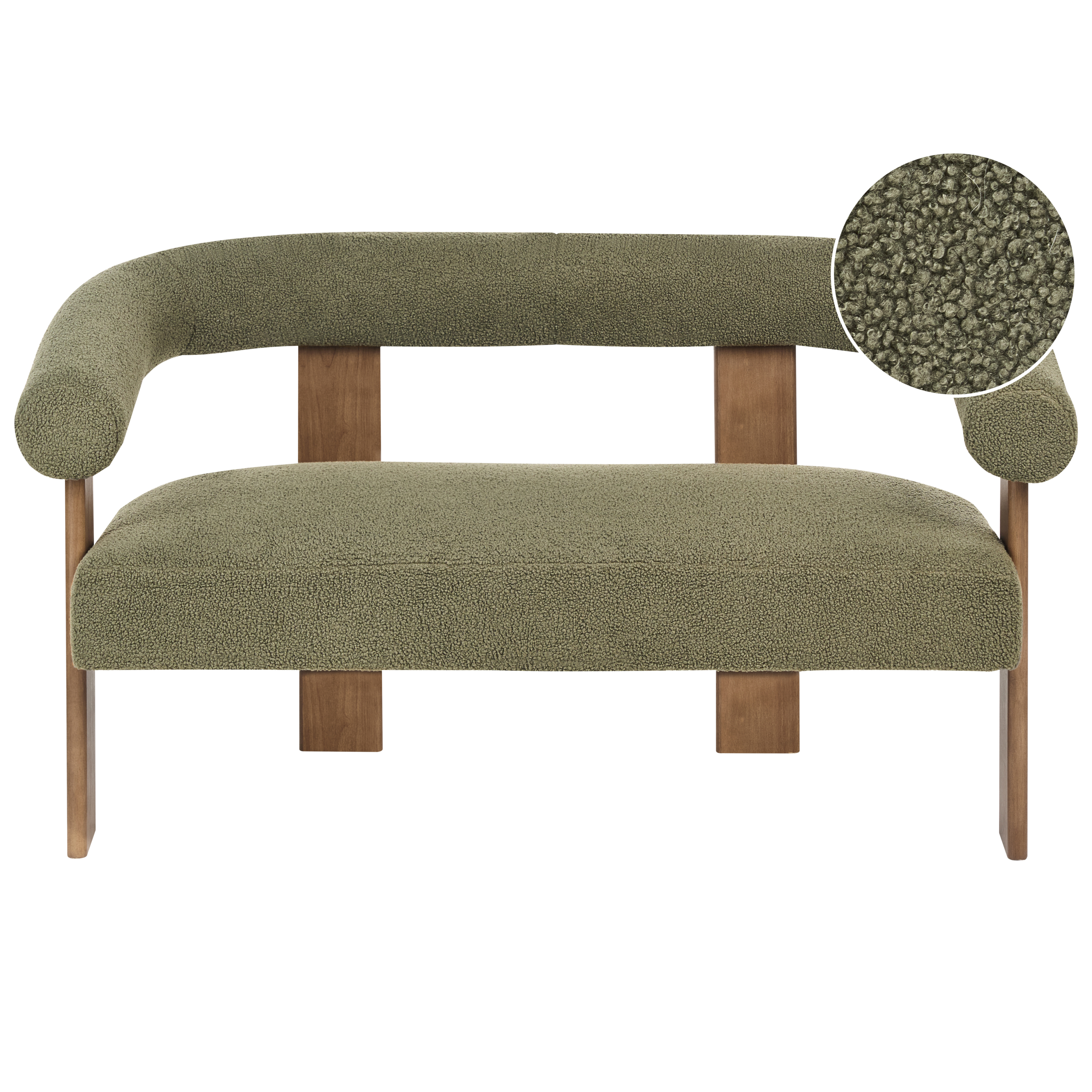 Soffa 2-sits ILBRO Bouclé Grön/ Mörkbrun