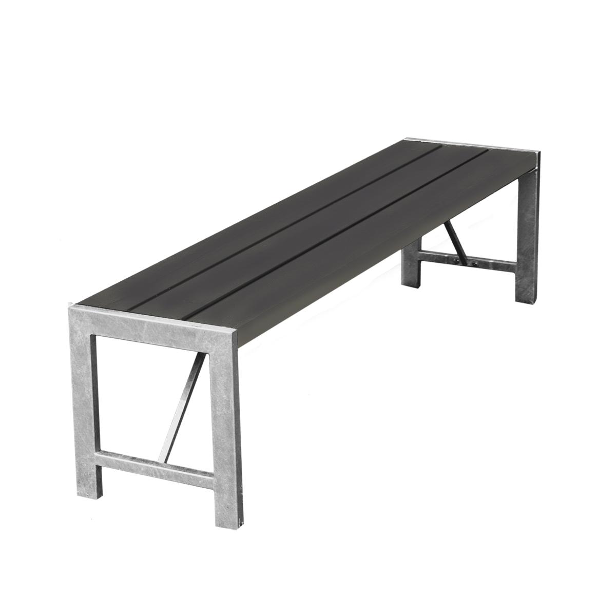 Bänk H-modell 180 cm nonwood antracit och galv. ram Hortus
