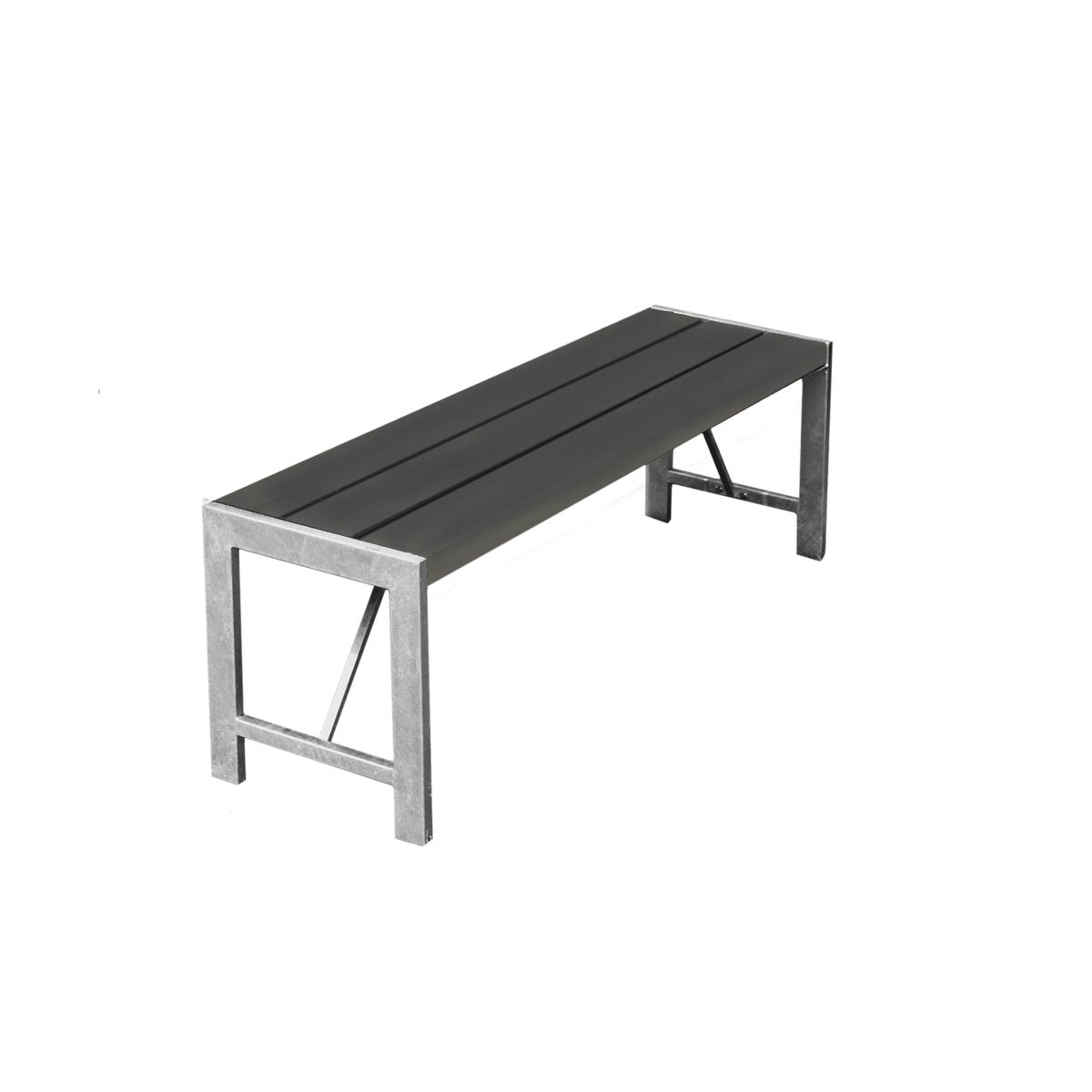 Bänk H-modell 123 cm nonwood antracit och galv. ram Hortus
