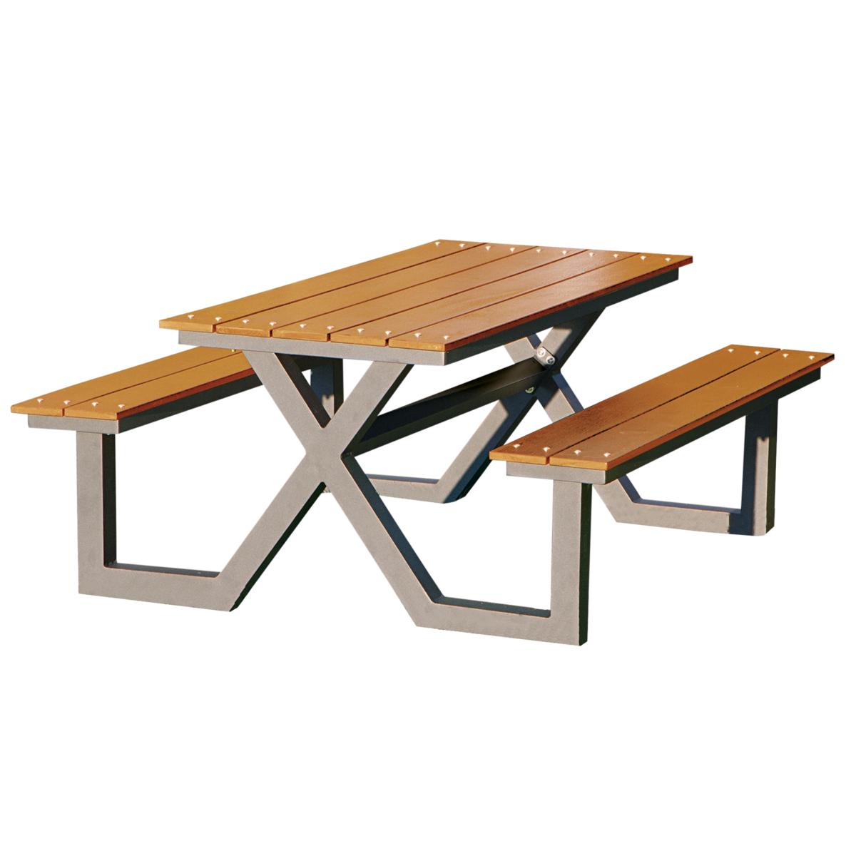 Bord-/bänkset X-modell teak nonwood och antracitstativ Hortus