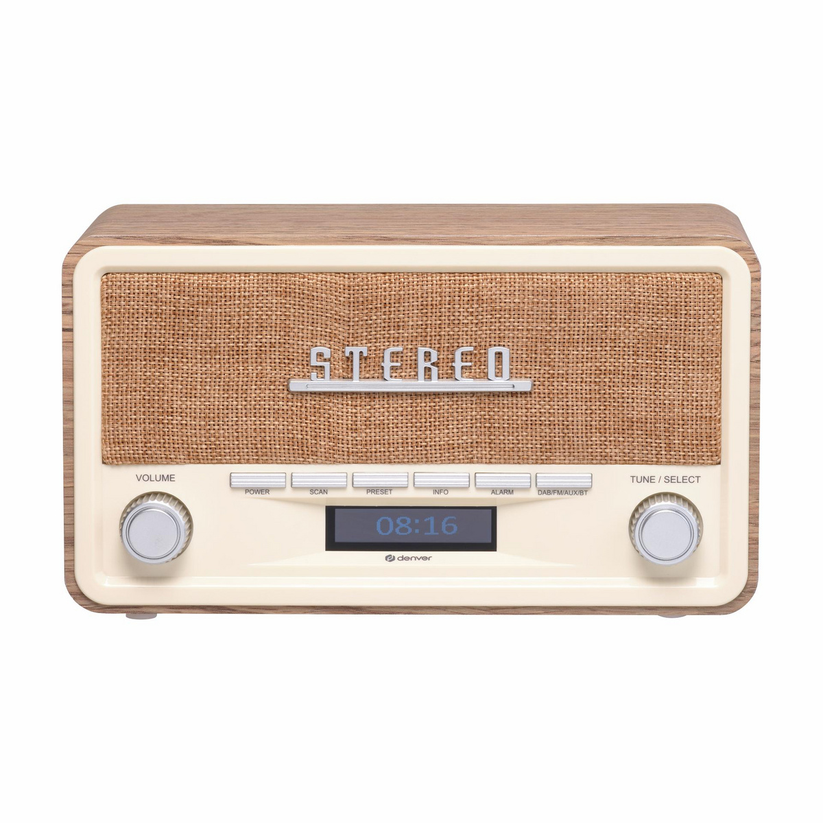Denver DAB-18LW DAB-radio, ljust trä