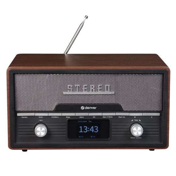 Denver MDA-525DW musikanläggning, mörkt trä