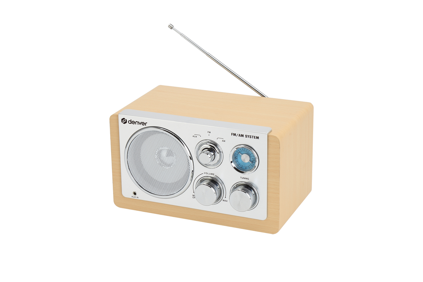 Denver TR-63LW FM-radio, ljust trä