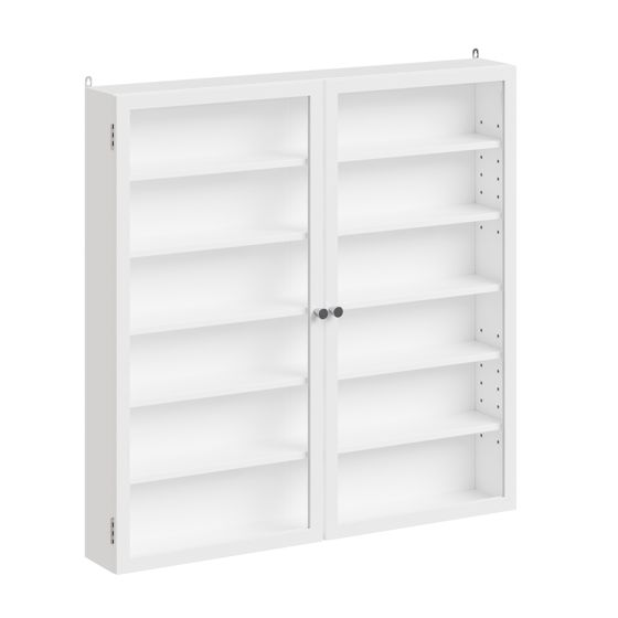 Skåp med glasdörrar vit 80x40x12 cm FSB113-H-W