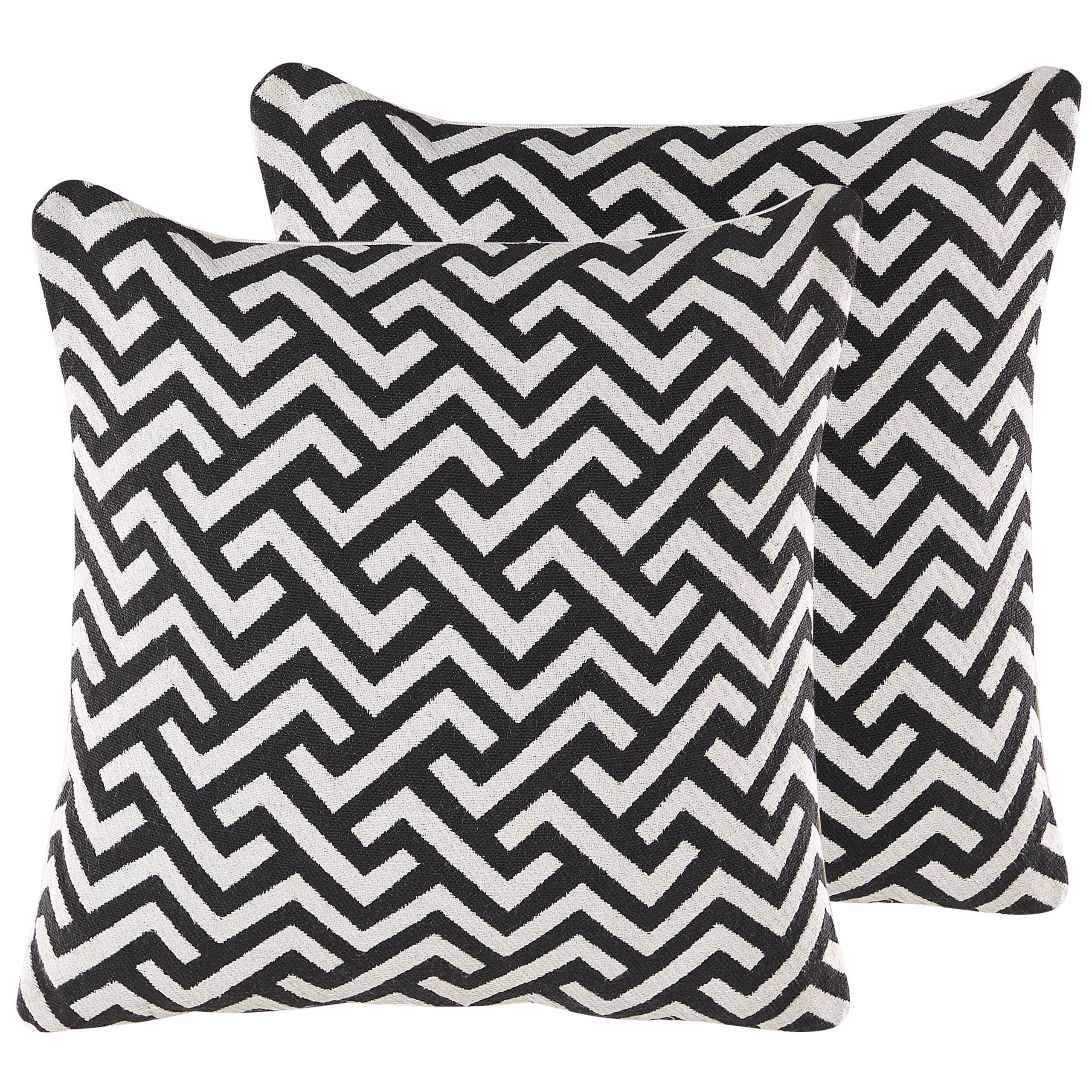 Set med 2 prydnadskuddar SALIZAR 45 x 45 cm Bomull Svart Geometriskt tryck