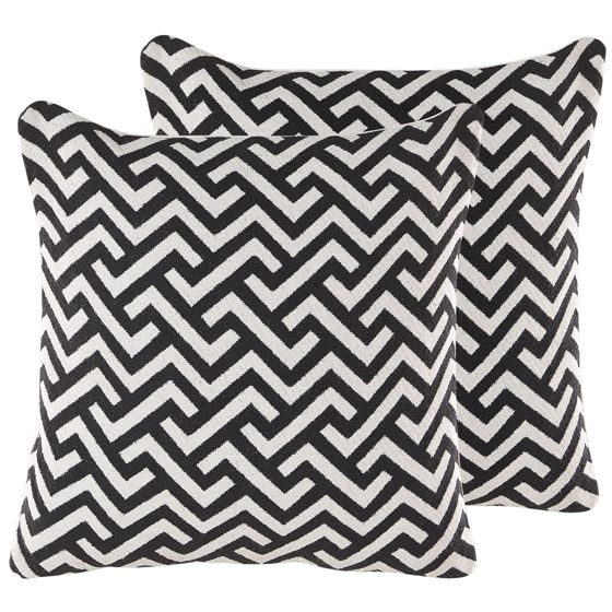 Set med 2 prydnadskuddar SALIZAR 45 x 45 cm Bomull Svart Geometriskt tryck