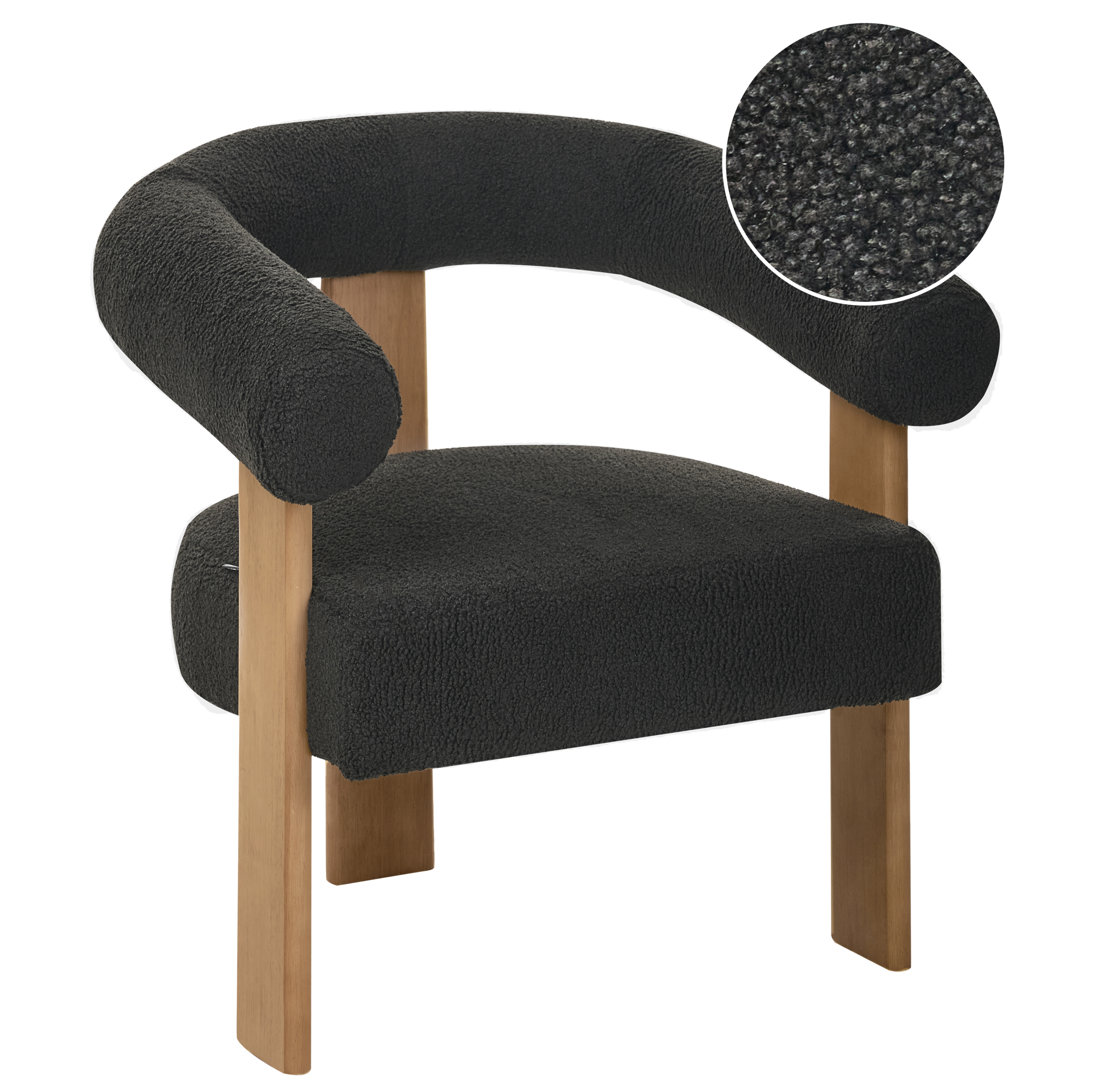 Fåtölj ILBRO Bouclé Svart/ Mörkbrun