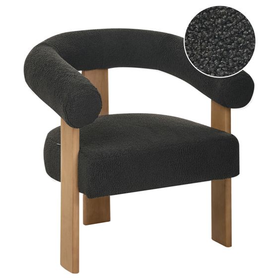 Fåtölj ILBRO Bouclé Svart/ Mörkbrun