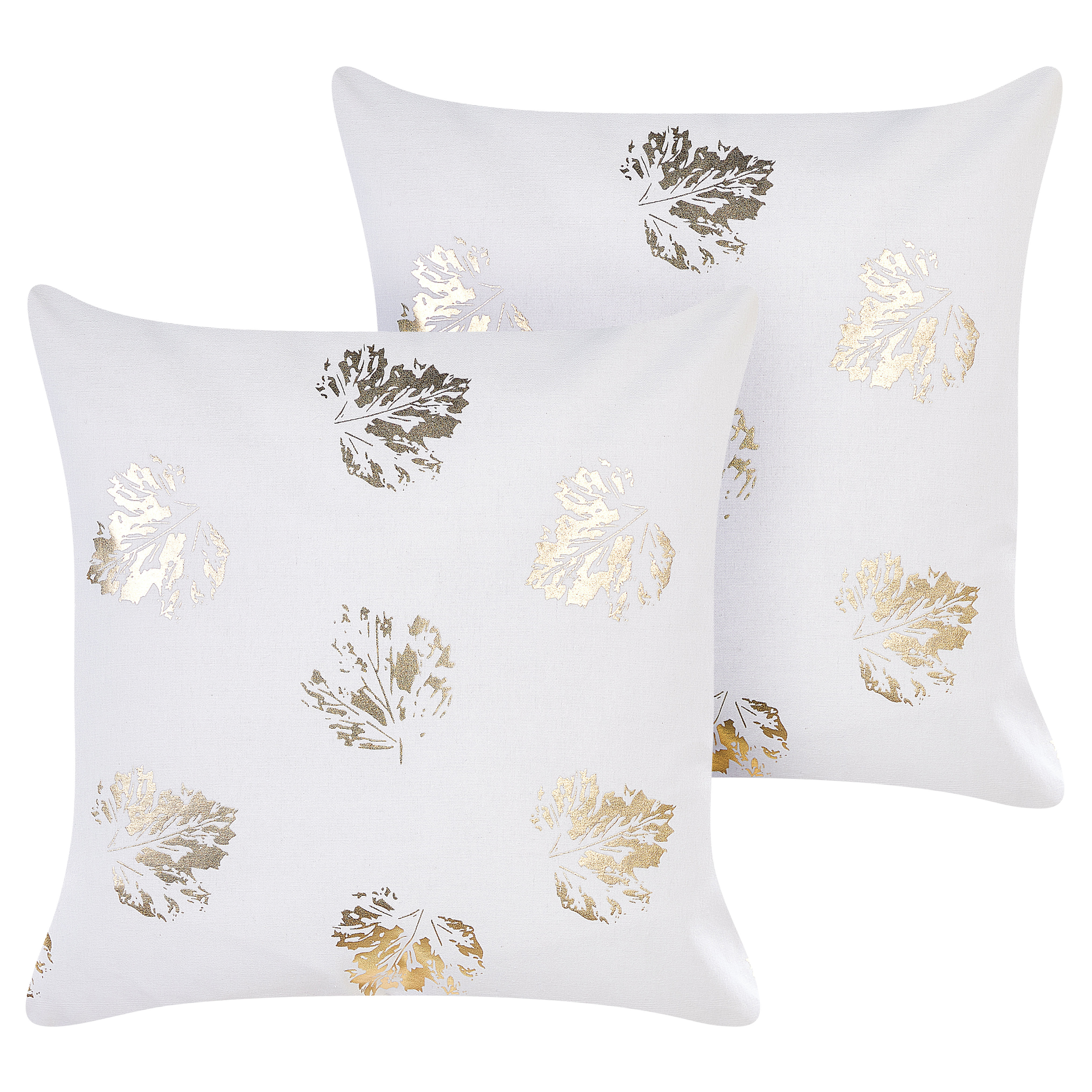 Set med 2 prydnadskuddar GOLDENROD 45 x 45 cm Sammet Vit Växtmotiv