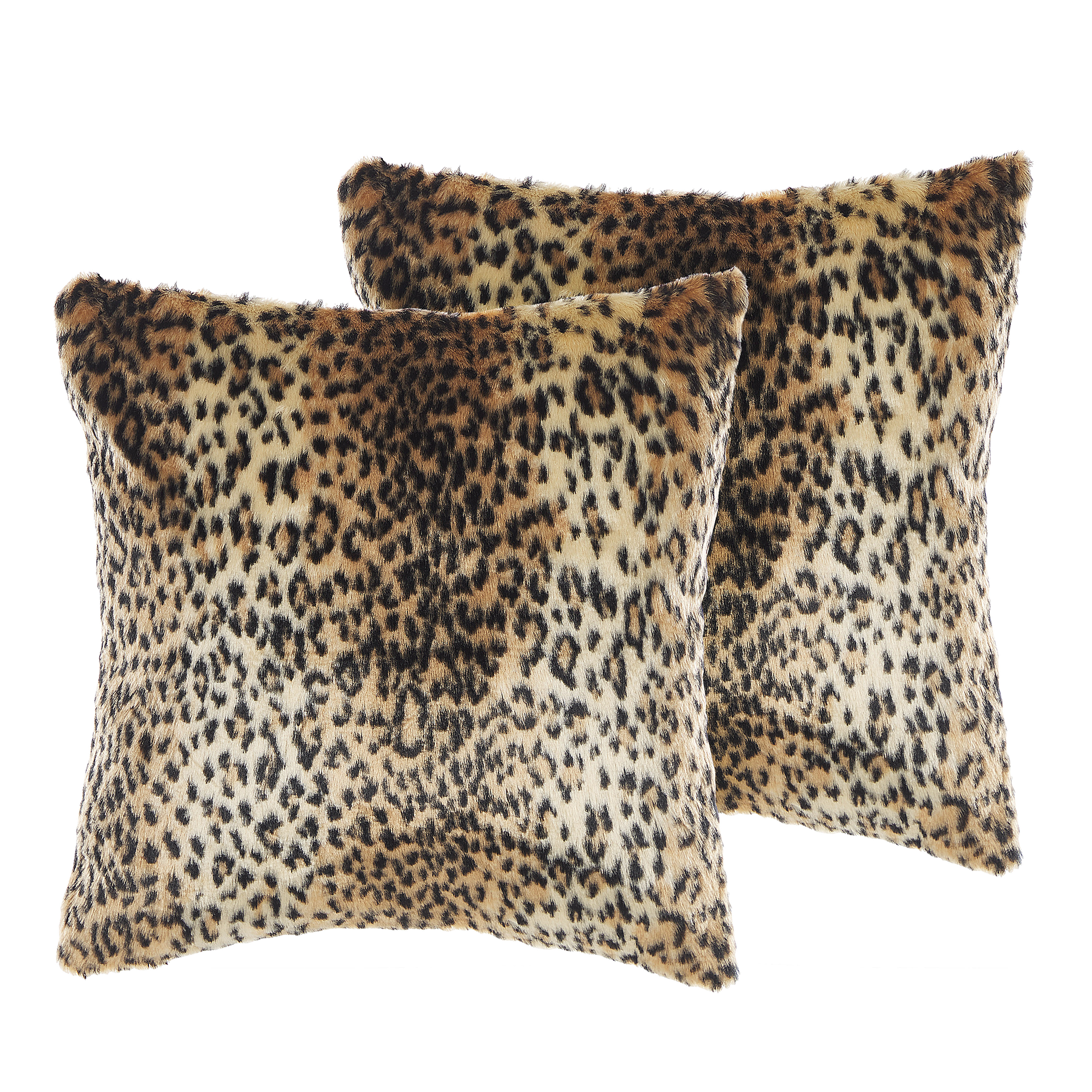 Set med 2 prydnadskuddar FOXTAIL 45 x 45 cm Fuskpäls Brun Djurtryck