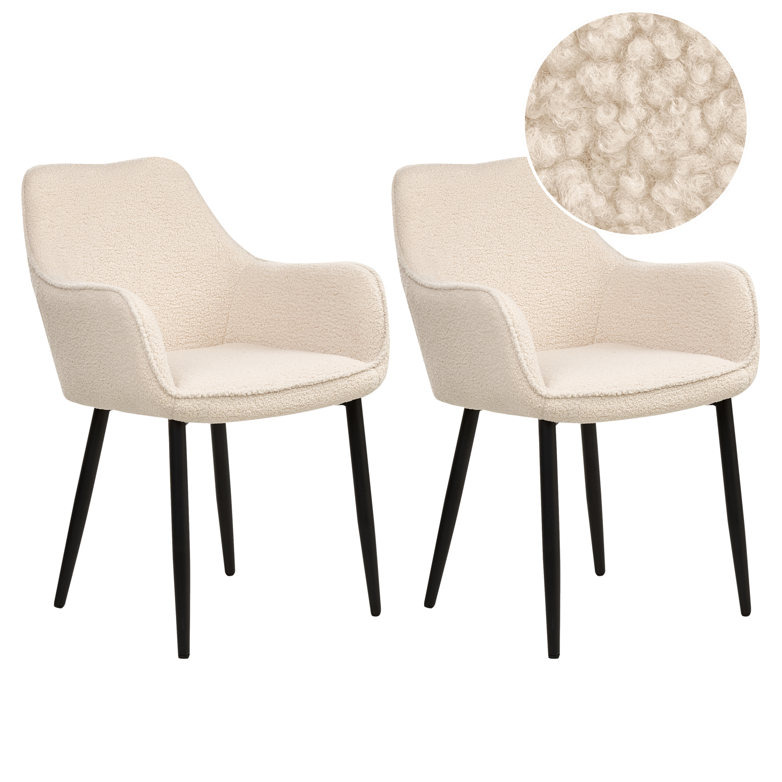 Set med 2 matstolar ALDEN Bouclé Ljusbeige