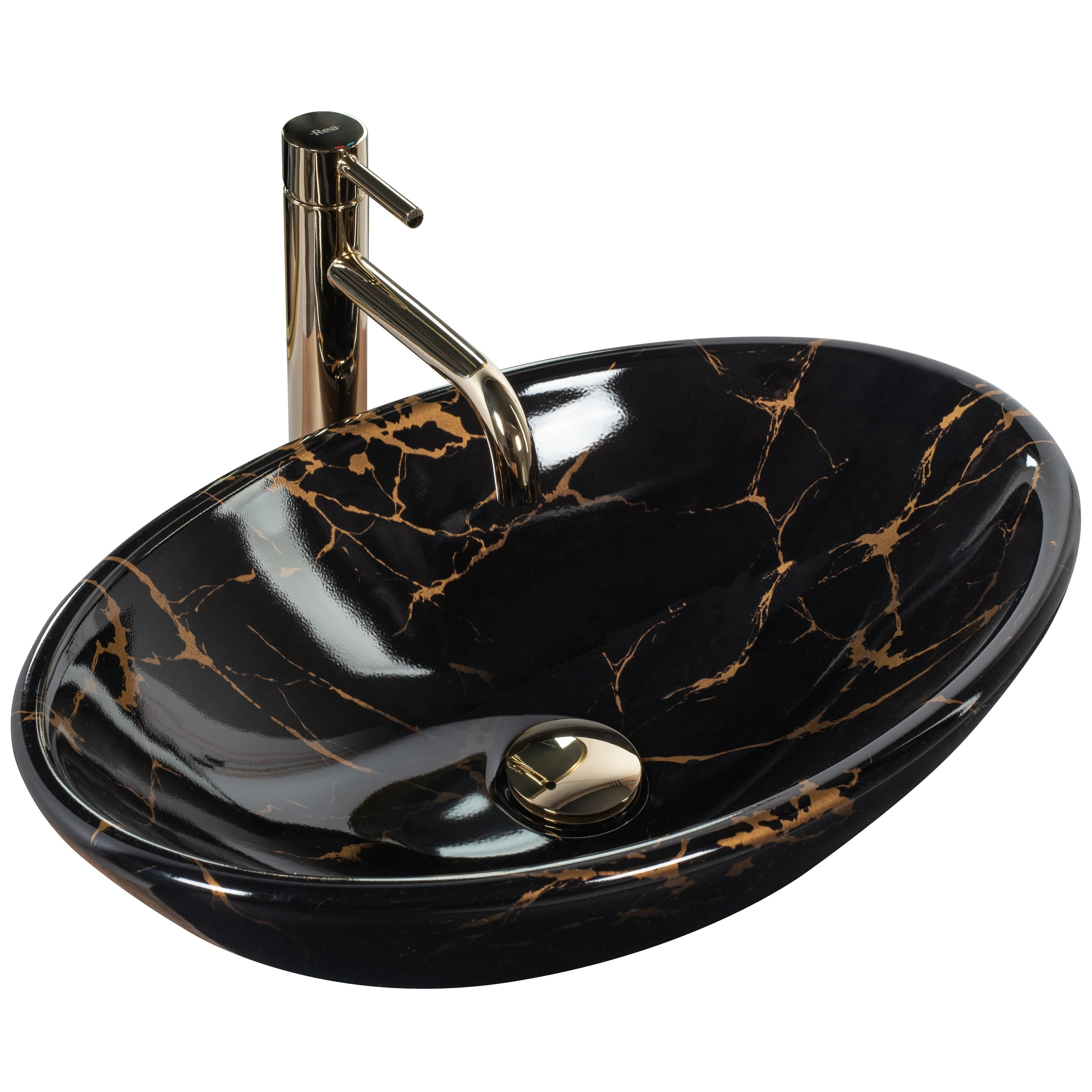 REA Bänkskål PAMELA MARBLE SHINY Svart, 53x33x15cm