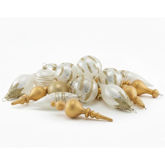 Set med 25 julgranskulor ICICLE Glas Transparent/ Guld