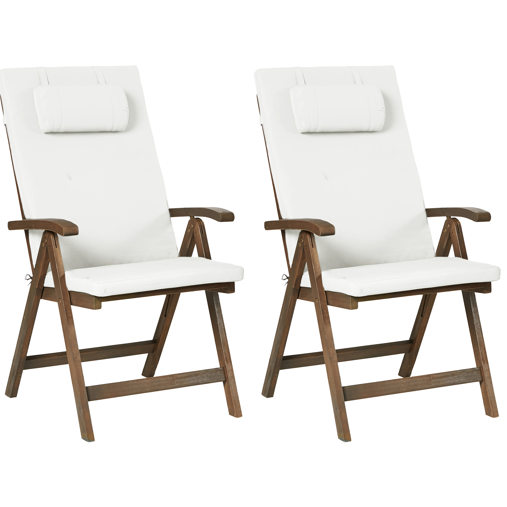 Set med 2 stolar med dynor AMANTEA PREMIUM Akaciaträ Off-White