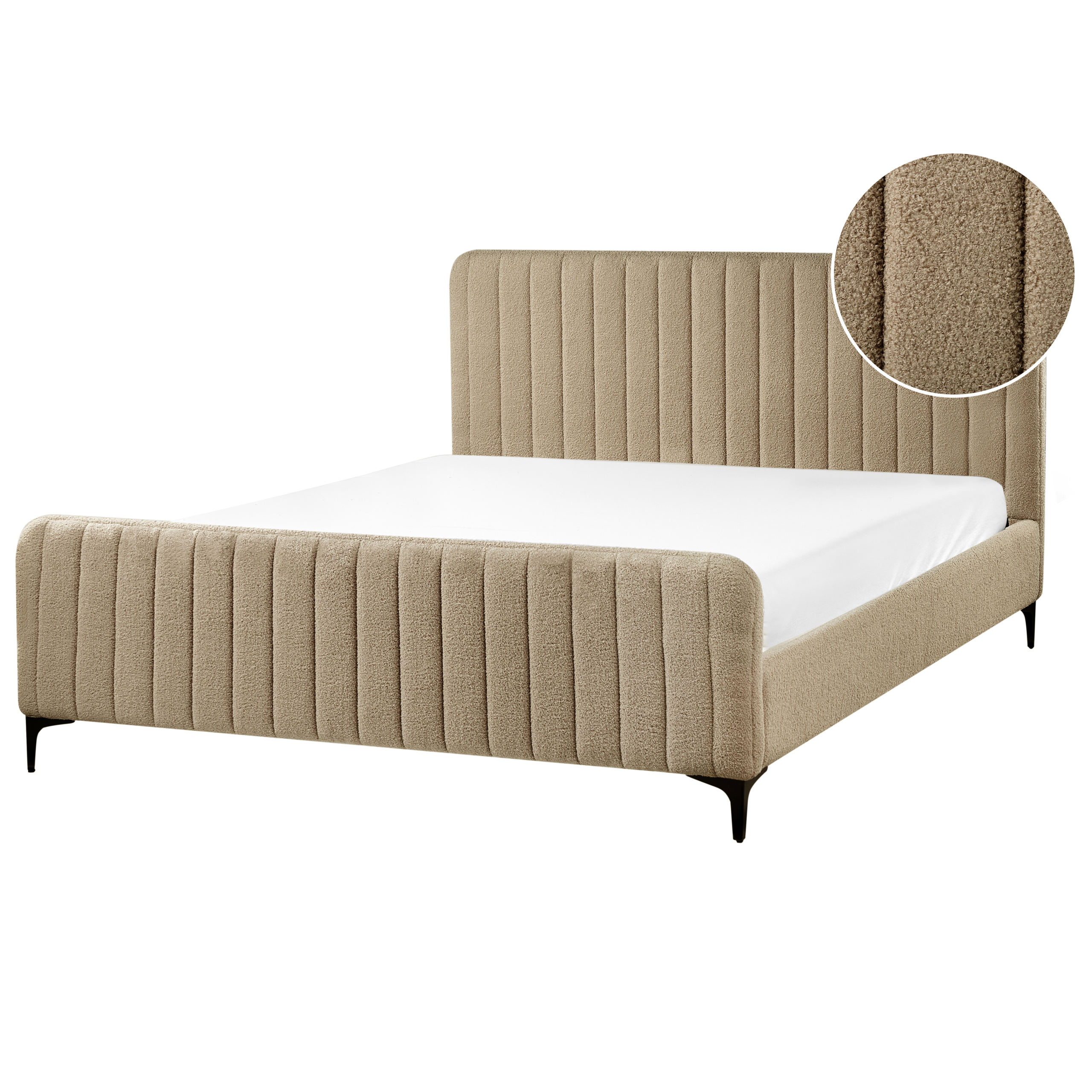 Säng med lamellram Bouclé LUNAN 160 x 200 cm Taupe