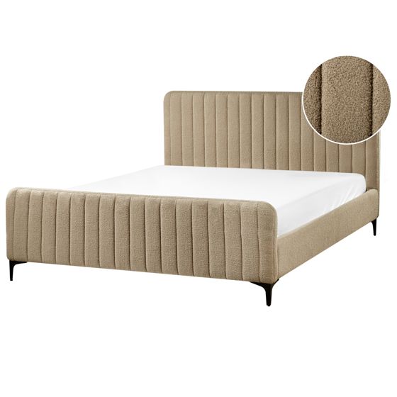 Säng med lamellram Bouclé LUNAN 160 x 200 cm Taupe