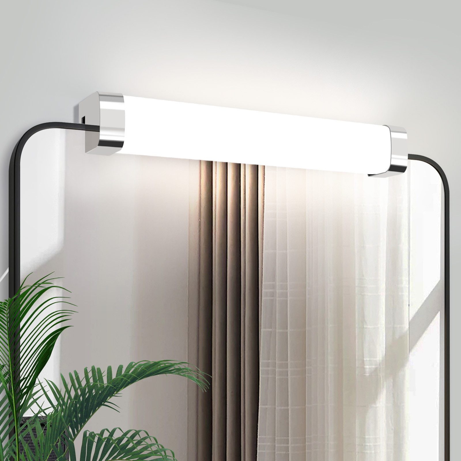 NETTLIFE LED - spegelvägglampa med 10 W sockel, set om 2, neutralvit 4000K, krom