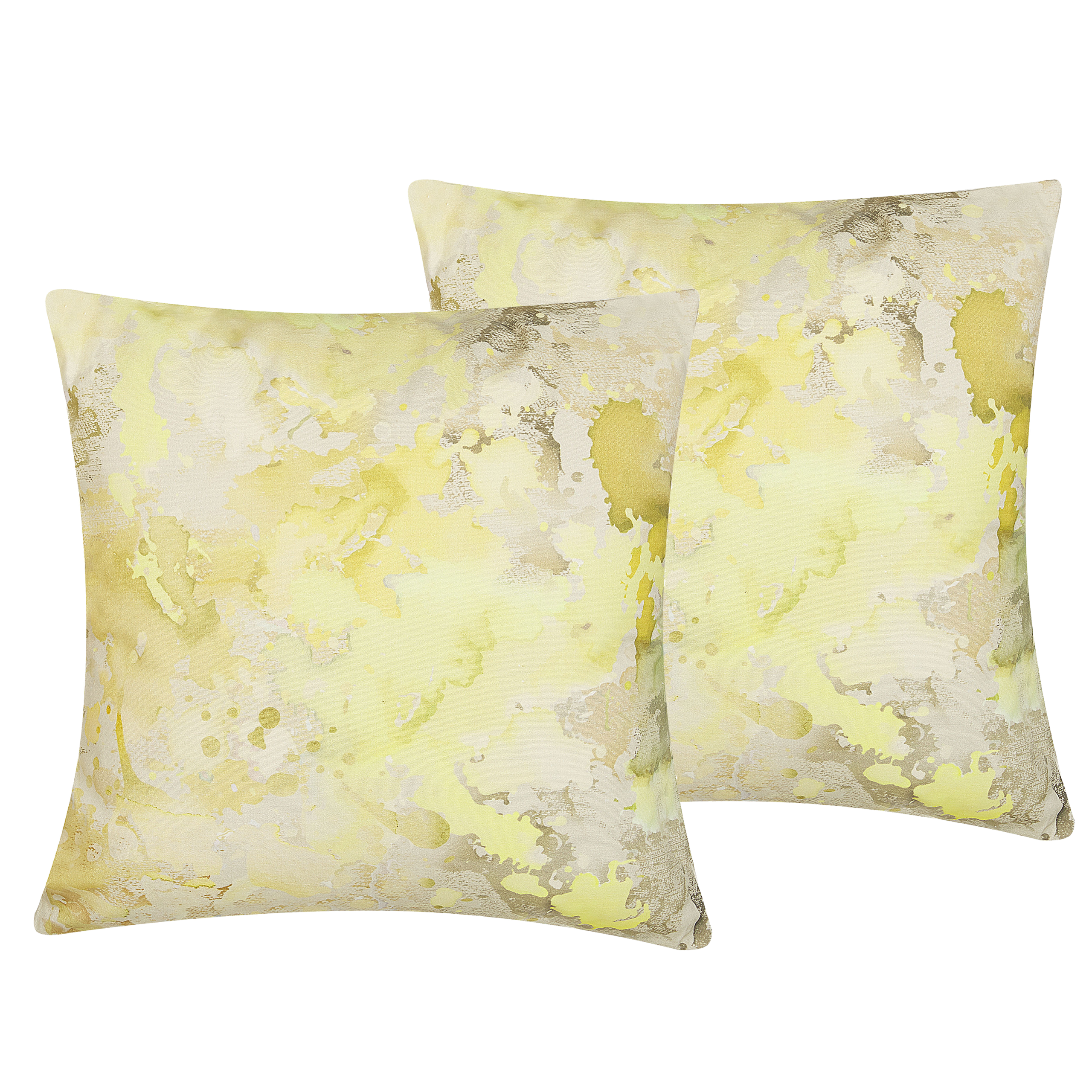 Set med 2 prydnadskuddar PACHIRA 45 x 45 cm Bomull Gul Abstrakt tryck