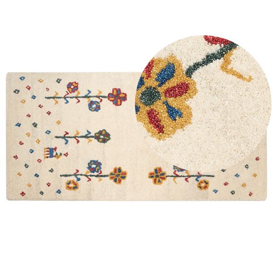 Matta HUSUNLU Beige 80 x 150 cm Gabbeh Ull