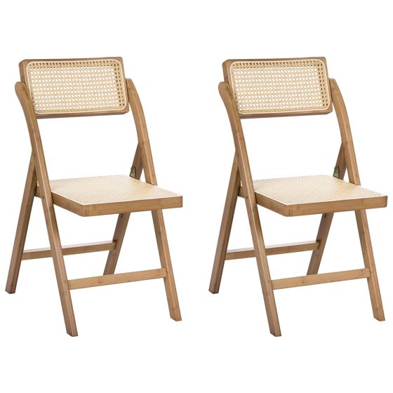 Set med 2 matstolar Fällbar MODANE Bambu Brun