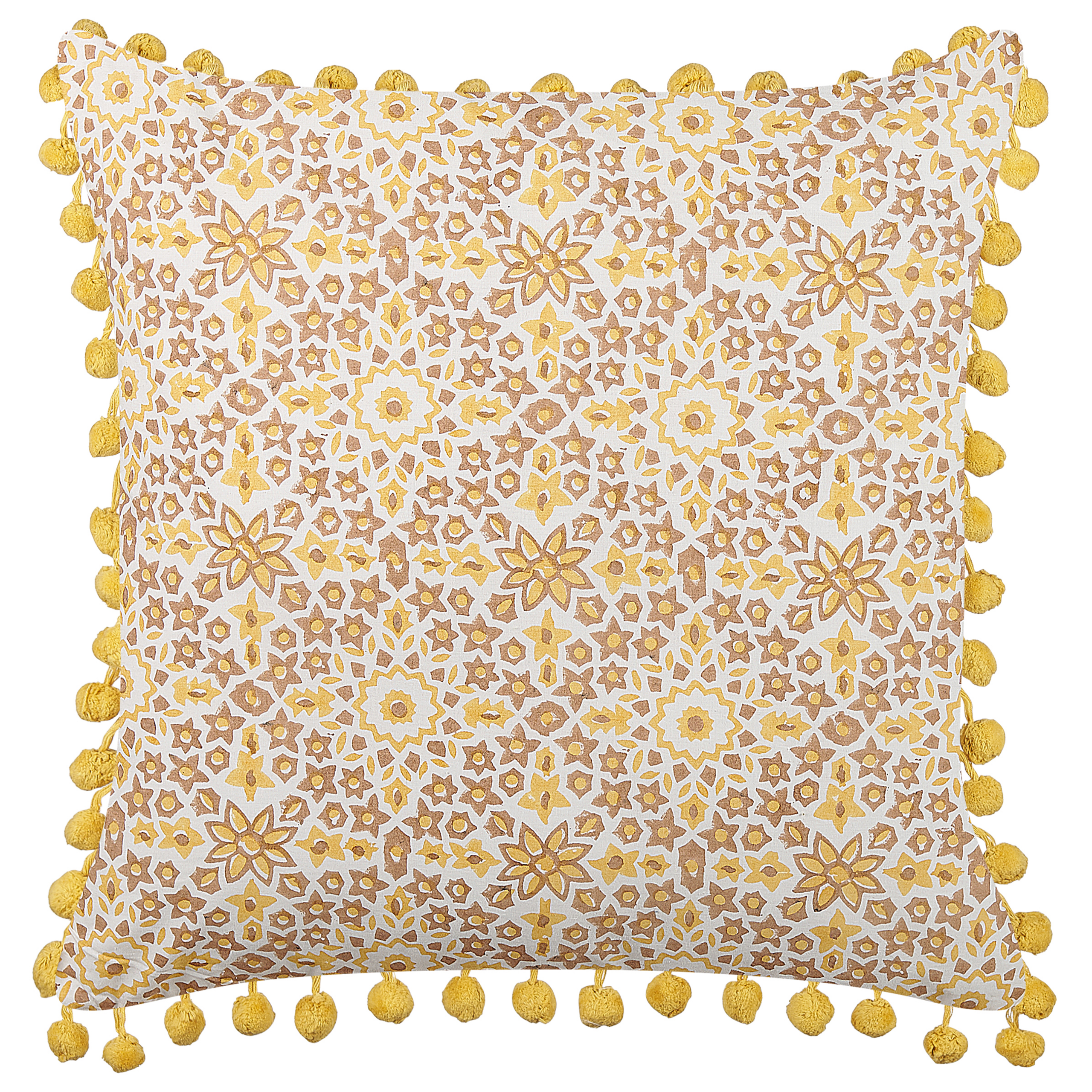 Prydnadskudde LYCROIS 45 x 45 cm Bomull Gul Blommigt tryck