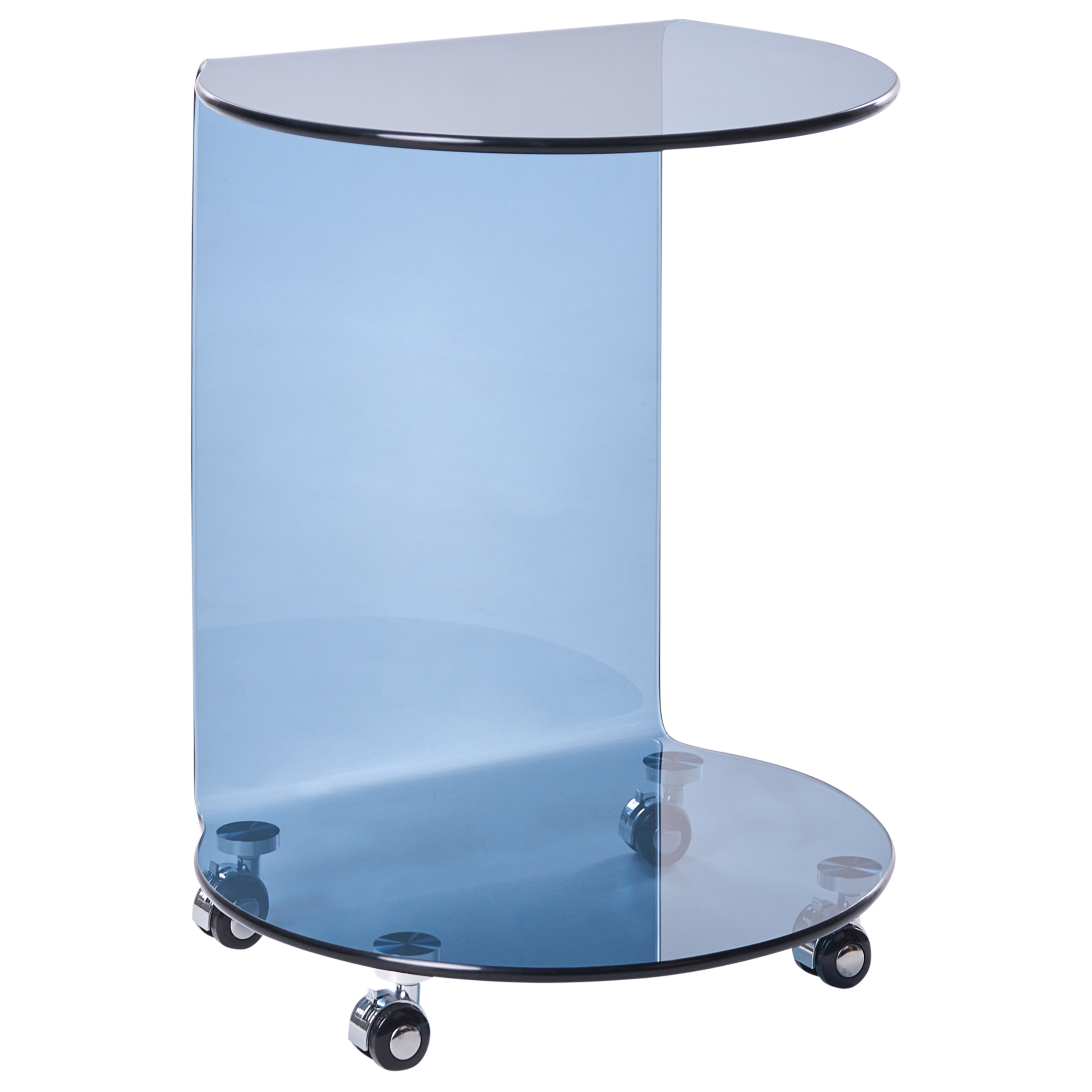 Sidobord MINTO med hjul Härdat glas Blå