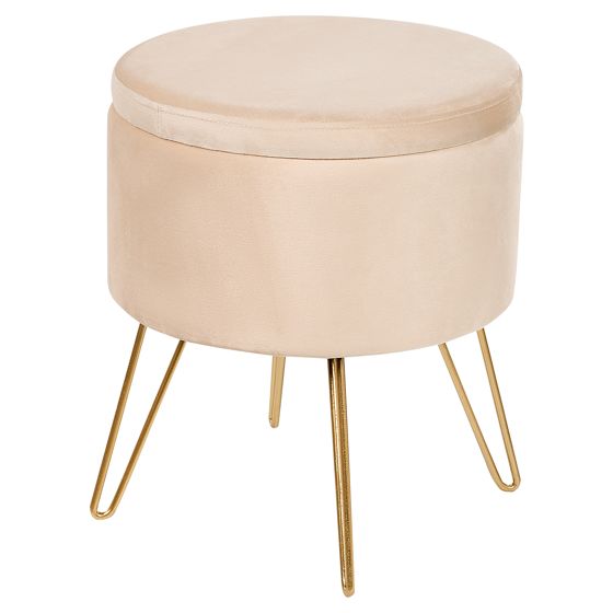 Förvaringspuff SILAS Sammet Ljusbeige