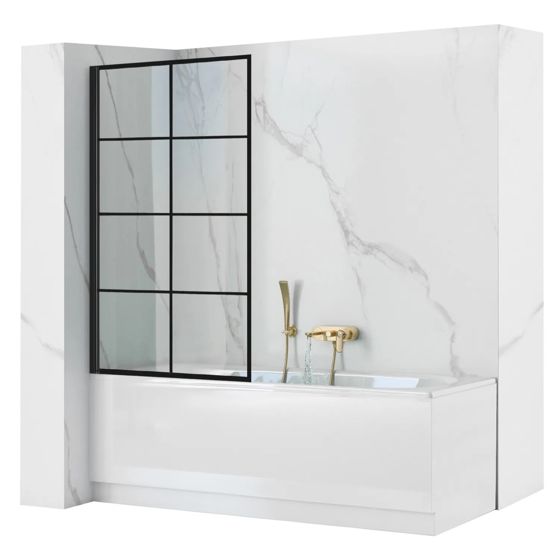 REA Badkarsskärm LAGOS-1 FIX 70 Svart, 1,8x70x140cm