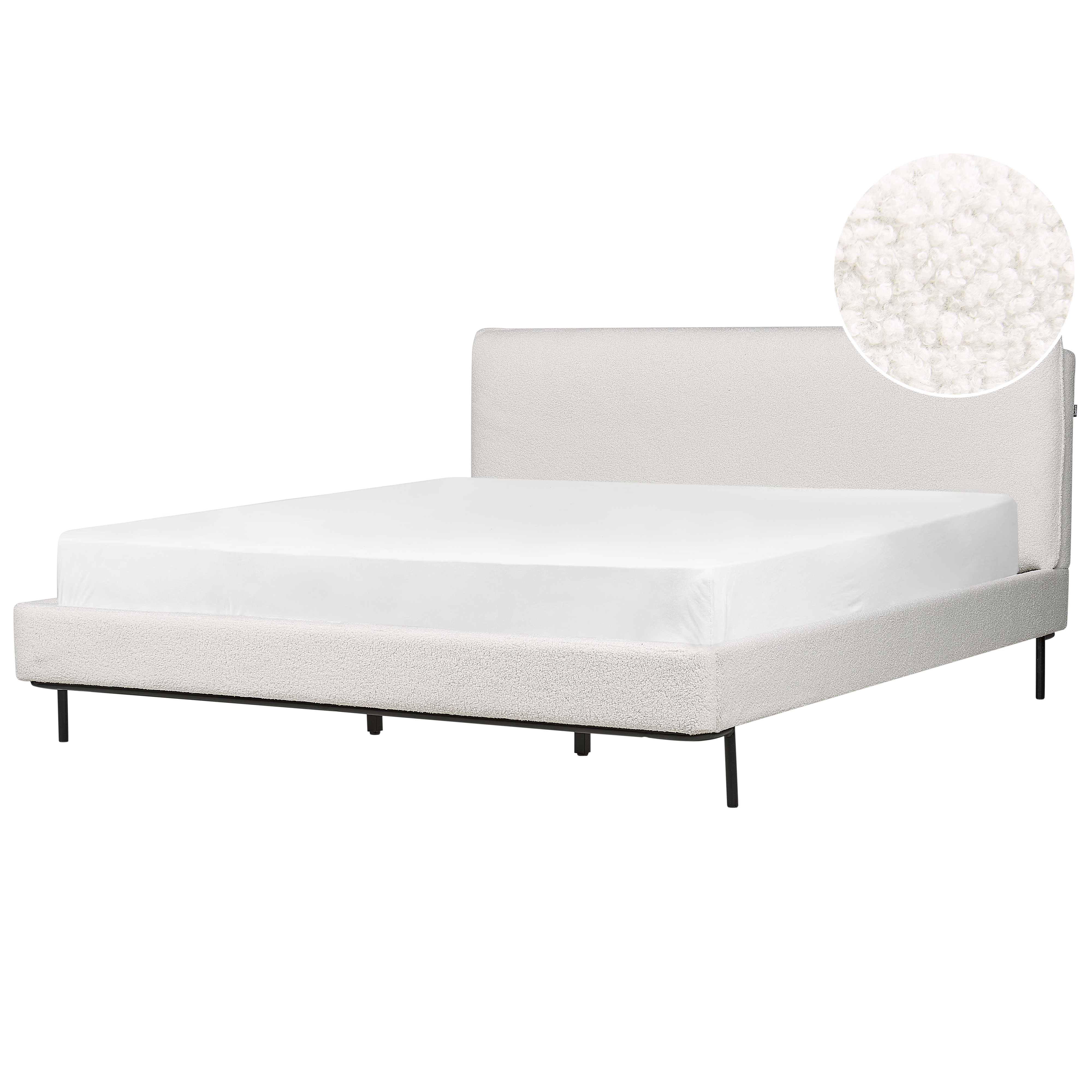 Säng med lamellram Bouclé CORIO 180 x 200 cm Off-White