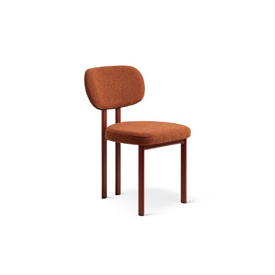 Cosmopolitan Design boucléstolar, 2-pack, "Sam", 1-sits, 51 × 52 × 82 cm, röda ben, terrakotta