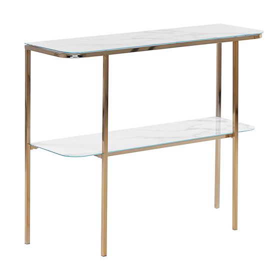 Konsolbord CALVERT Härdat glas Marmor/ Guld