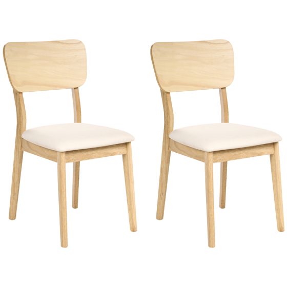 Set med 2 matstolar MINIER Trä Ljusbrun/ Beige