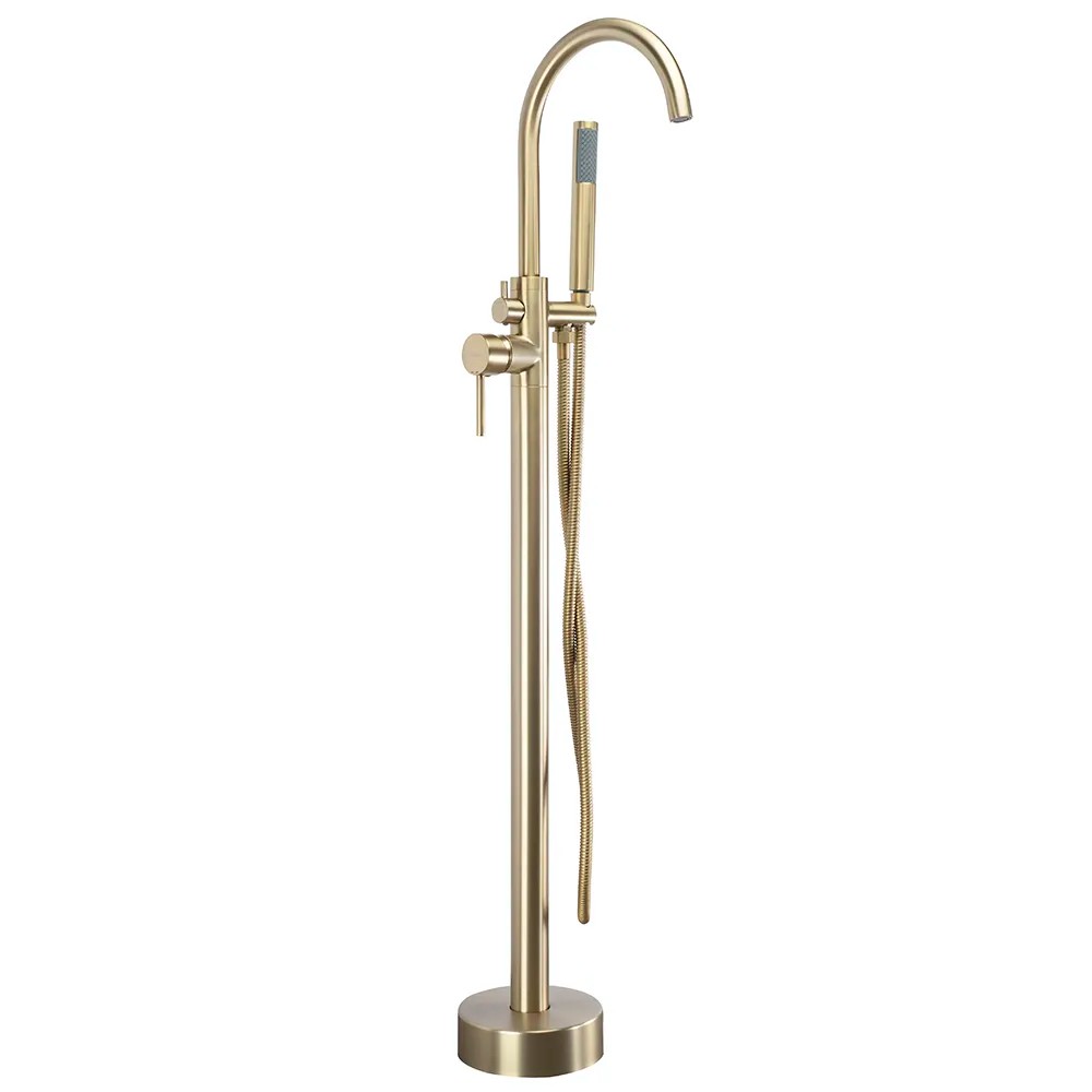 REA Golvmonterad Badkarsblandare Lungo Borstat Guld, 26x20,5x110,5cm