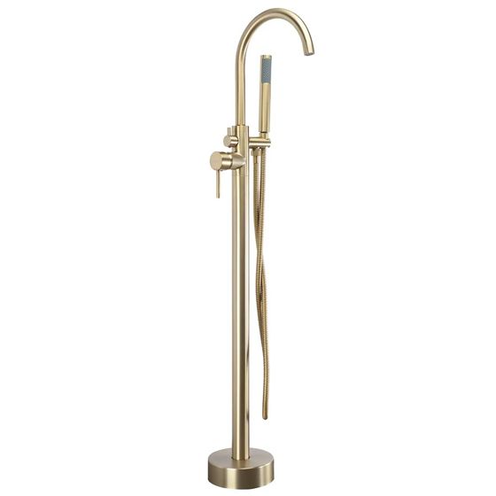 REA Golvmonterad Badkarsblandare Lungo Borstat Guld, 26x20,5x110,5cm
