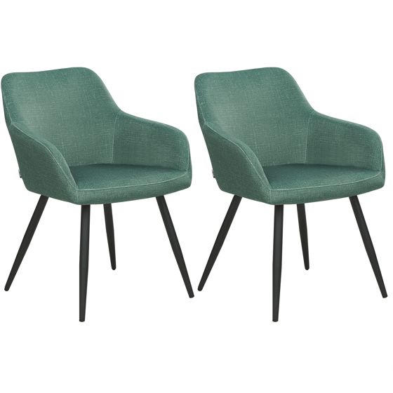 Set med 2 matstolar CASMALIA Sammet Mörkgrön
