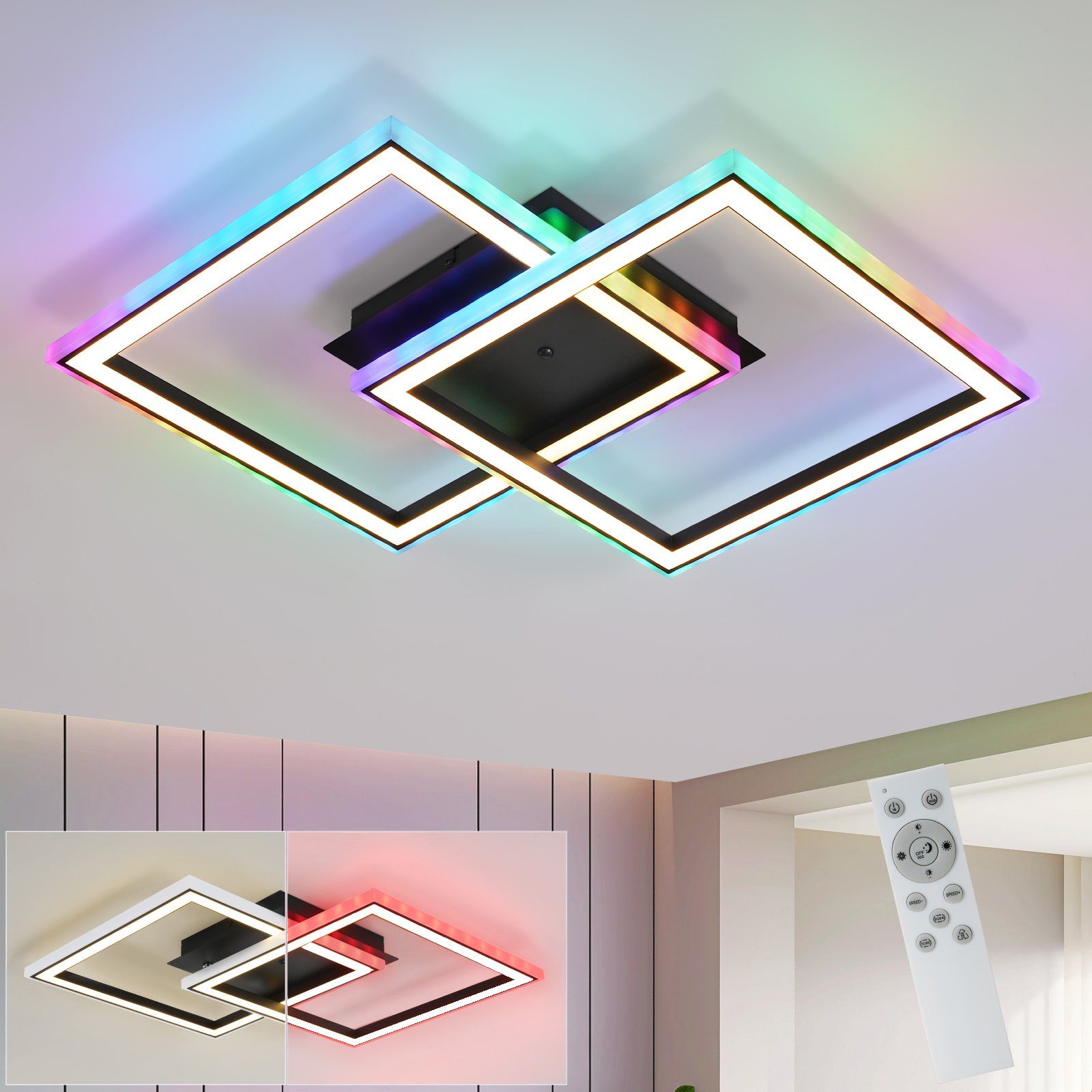 NETTLIFE LED - taklampa för vardagsrummet, dimbar, modern, RGB, med fjärrkontroll, 3000-6000K, modern RGB 13