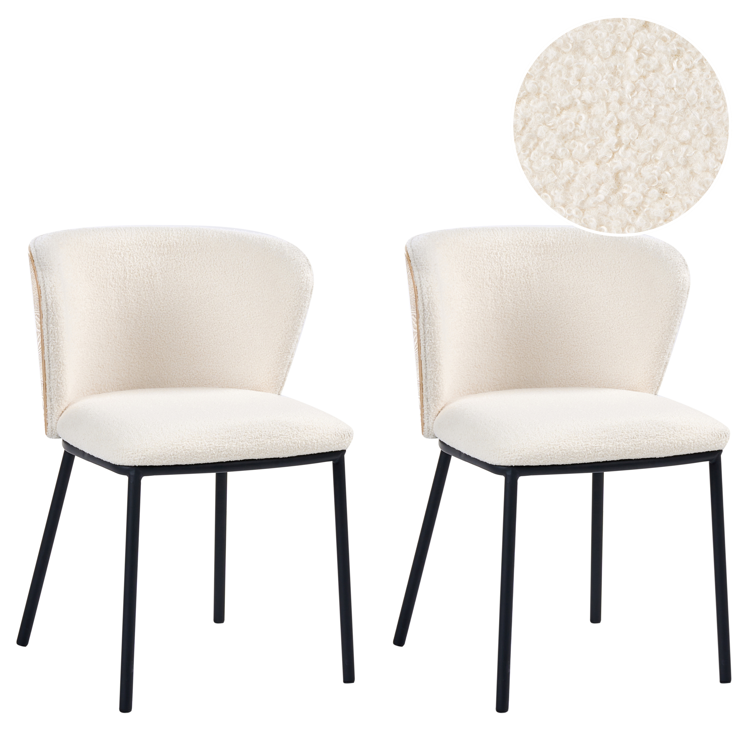 Set med 2 matstolar HOSKIN Bouclé Off-White